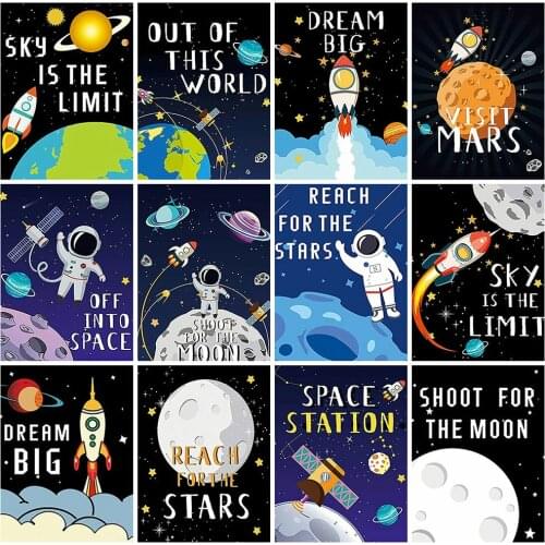 HUACAN Diamond Painting New Outer Space 5D DIY Diamond Embroidery Cartoon Pictures Of Rhinestones Mosaic Decor For Home