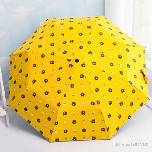CHINA WANGYIRUO Bear men and women automatic folding umbrellas for business travel portable UV protection sunny umbrella