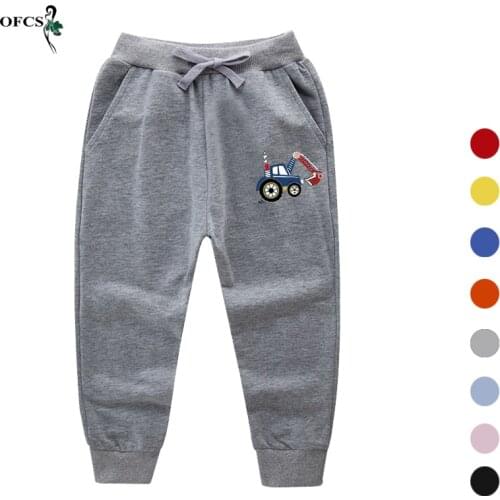 Hot Retail Boys Girls Casual Sport Pants Kids Pants Solid Childrens Trousers Cotton Cartoon 8 Color For 2-10 Y Toddler Clothing