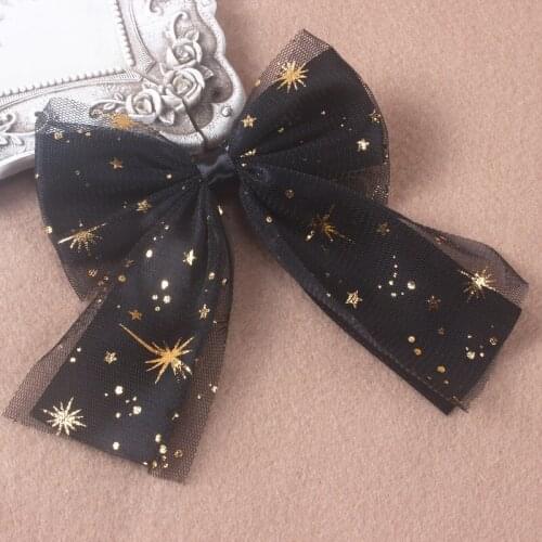 Sweet Girl Japanese Cute Lolita Woman Bow Cospaly Headdress Mesh Stars Hair Band Mesh Stars JK Uniform All-Match Lolita Hairpin