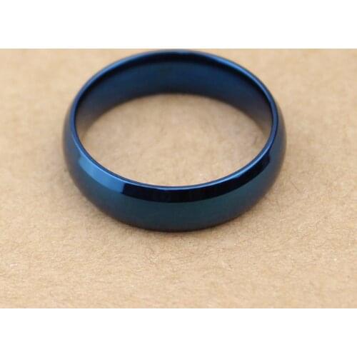 QianBei Trendy Couple Rings 316L Sainless Steel Blue Cut Ring Men Round Women Wedding Jewelry size 7-12