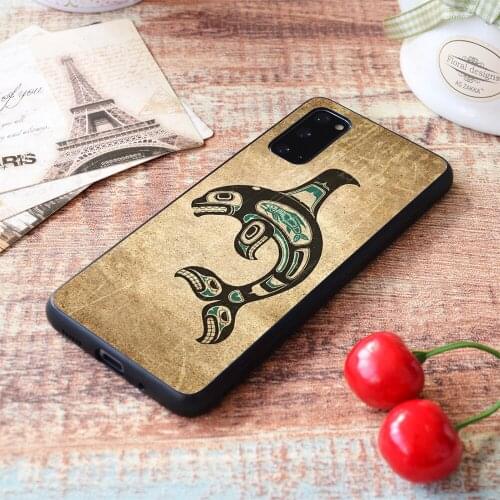 For Samsung Galaxy Teal Blue and Black Haida Spirit Killer Whale Soft TPU border Samsung Galaxy Case