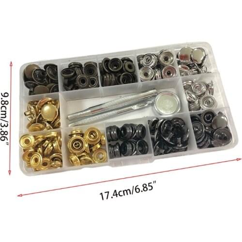 60/100 Sets Leather Snap Buttons Fasterners Kit with 4 Setting Repair Tools Metal Press Studs for Clothes Jacket Jeans Bracelets