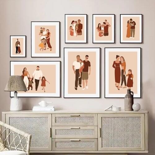 Wall Art Canvas Painting Family Love Mom Dad Nordic Posters and Prints Wall Pictures for Living Room Kids Room Interior Decor