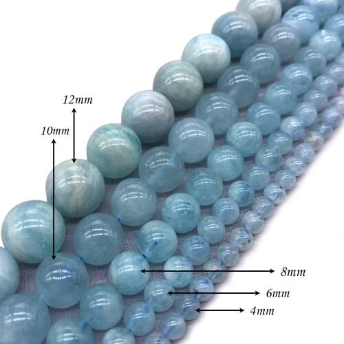 Natural Stone Loose BeadsBlue Aquamarin Angelite Round Beads for Women DIYJewelry Making Bracelets Necklaces Five Sizes J221