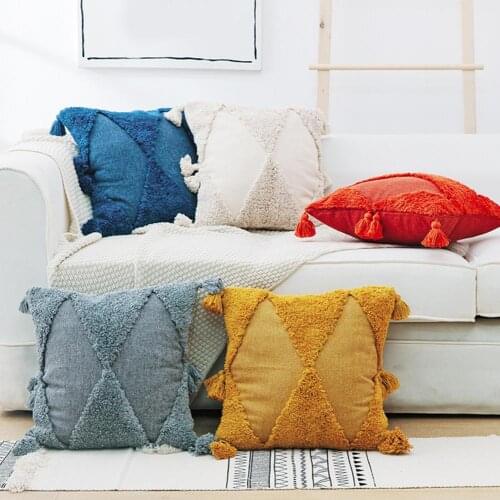 Handmade Embroidery Tufted Cushion Pillow Cover Case Bed Sofa Home Decoration
