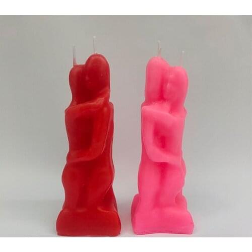 Male and Female Couple Embracing Candles Decoration Lovers Couple Candle Love Ritual Fall in Love with Me Spell, Red, Pink