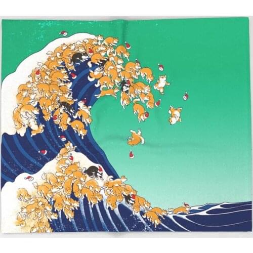 Dog Shiba Inu Cartoon Throw Blanket Cute Kids Design Shiba Inu The Great Wave Blankets for Beds Christmas Decorations for Home