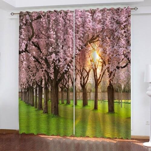Custom pink forest curtains 3D Window Curtains Blackout living room wedding bedroom decorate Cortinas Drapes