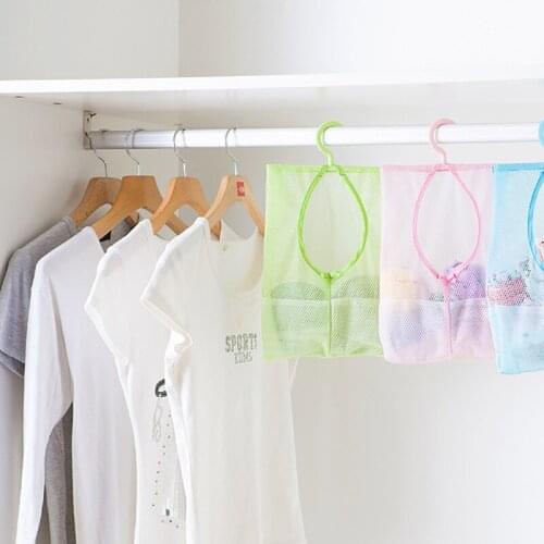Hanging kitchen bathroom wardrobe underwear hosiery storage hook multi-purpose mesh bag reusable storage bag closet organizer