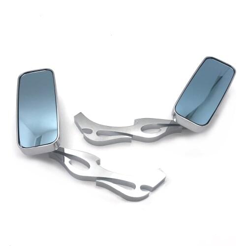 Aftermarket free shipping Mirror Rectangle Shape Flame/Fire Stem For Honda Kawasaki Suzuki Hayabusa Yamaha R1 R6 Flame CHROMED