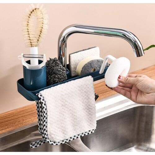 Simple Faucet Drain Rack Sink Organizer Multifunctional Telescopic Sponge Holders Bathroom Organizer Kitchen Storage Rack