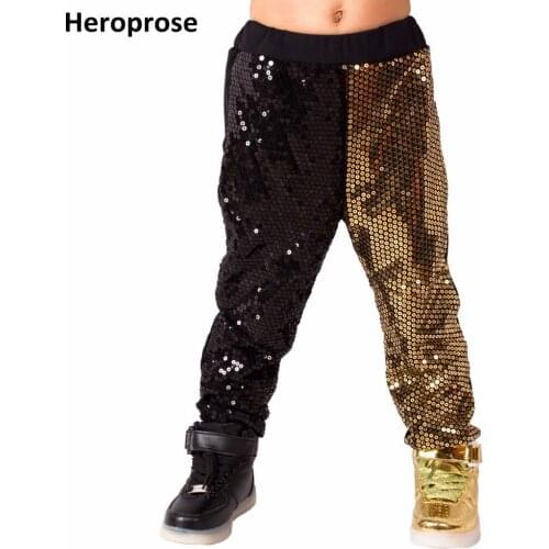 Heroprose New Fashion Harem Pants Women Bling big crotch personalized hip hop dance stage costumes Black gold Jazz trousers