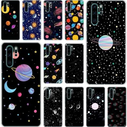 Hot Space planet stars spaceship Silicone Phone Case for Huawei P40 P30 P20 Pro P10 P8 Lite 2017 P Smart Z S Plus 2019 2020