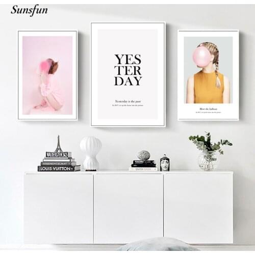 Nordic Pink Girl Inspirational Text Poster Nordic Home Decoration Canvas Print Wall Art Painting Decorative Picture