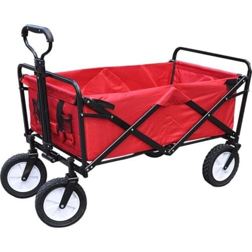 Techtongda Folding Garden Cart Multifunctional Utility Outdoor Red Lawn Wagon Garden Supplies