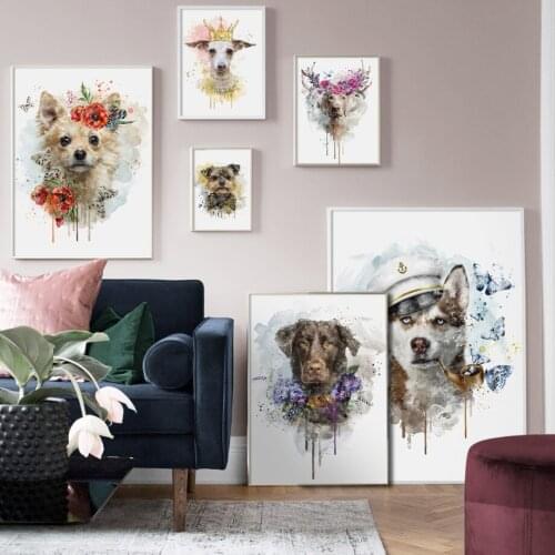 Dog Husky Labrador Schnauzer Samoyed Wall Art Canvas Painting Nordic Posters And Prints Wall Pictures For Living Room Home Decor