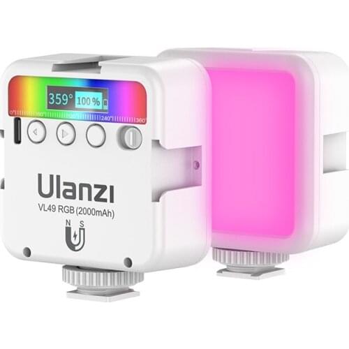 Ulanzi VL49 RGB Video Light 2000mAh 2500K-9000K Portable Mini Photography Lights Vlog Fill Light for DSLR SLR LED Camera Light