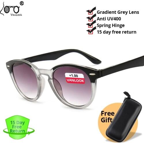 Women Reading Glasses For Sight Gradient Grey Lens Anti UV400 Glass Spectacles Gafas Lectura Retro +100 +150+200+250+300+350+400
