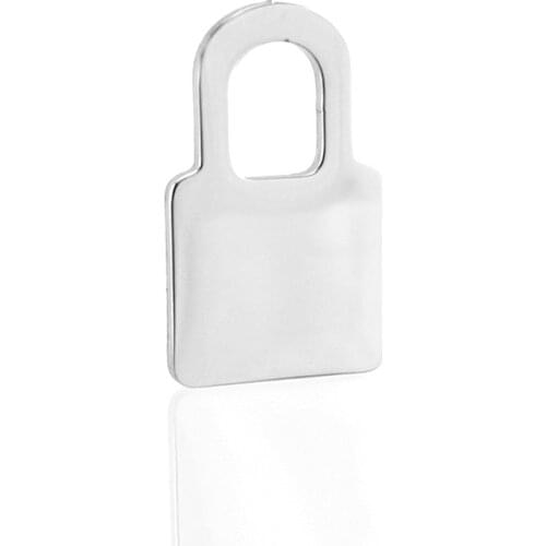 Women charms lock charm pendant blank necklace tags Stainless steel mirror polished charms 50pcs