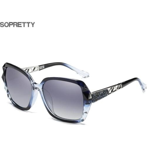 SOPRETTY 2020 Oversized Women Diamonds Polarized Gradient Lens Sunglasses , Square Female UV 400 Sun Glasses and Eyewear S200