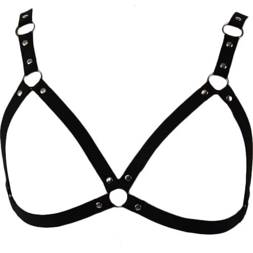 Goth Lingerie Sexy Body Harness Women Open Chest Rivet Harness Bra Black Punk Bondage Body Cage Rave Edgy Harness Body Belt