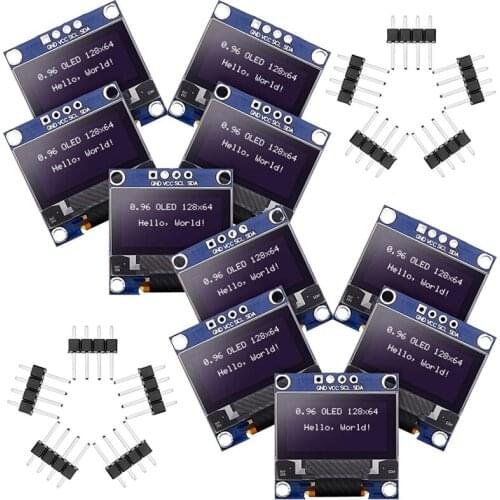 0.96 Inch White LCD Screen 4-Pin I2C IIC Communication 4-Pin 128X64 OLED Self-Luminous Display for Arduino MSP430 Series