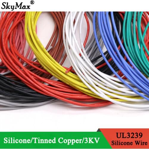 1M UL3239 3KV Flexible Soft Silicone Wire 14/16/18/20/22/24/26/28/30AWG Insulated Tinned Copper Electrical Cable 3000V