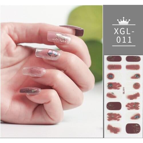 1Pcs Red Glitter Nail Polish Stickers Nail Wraps DIY Self Adhesive Nail Accesoires Designer Nail Decals Full Cover Nail Stickers
