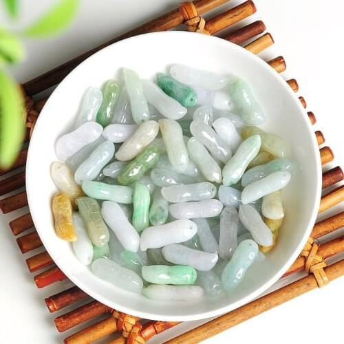 10 pcs DIY jewelry natural a jade Burma jade bracelet parts peanut bag hanging bead jade pendant accessories