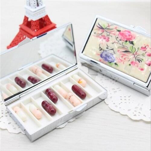 10pcs 3 grid Folding pill case container Medicines Organizer metal Pill box Portable Pill cutter Splitters pildoras estuche