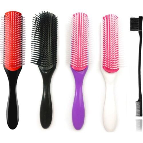 2PCS Anti-Static Scalp Massager 9 Rows Hair Brush Hairdressing Double Side Edge Control Comb Styling Tools Health