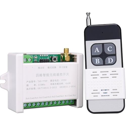Taidacent 4CH Remote Control Switch Wireless Relay 315MHz 12 24V DC Wireless Remote Relay Module Car Tail Plate Modification