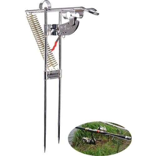 Automatic Fishing Pole Bracket Fishing Rod Ground Mount Steel Outdoor Fish Catching Rod Holder Stand