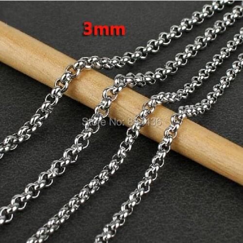 Free shipping 3mm 316L stainless steel necklaces round rolo link chains men women boy Fashion hot Jewelry gifts wholesale 20pcs