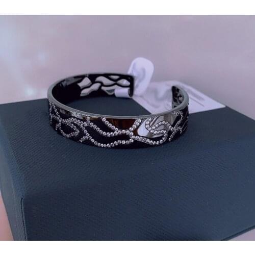 Brand 1:1Luxury Brand Bangle Black Dark Grey Camouflage Open Cuff Women Zirconia Bracelet Fashion Woman Jewelry Gift