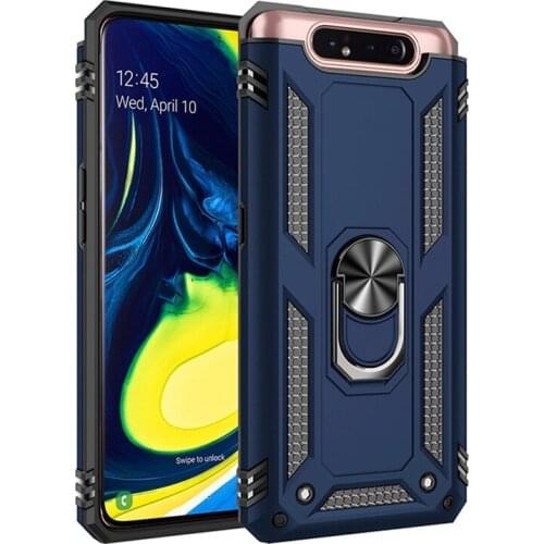 For Samsung Galaxy A80 Case Shockproof Armor TPU Bumper Hard Phone Cover For Samsung A80 Magnetic Metal Ring Car Stand Holder