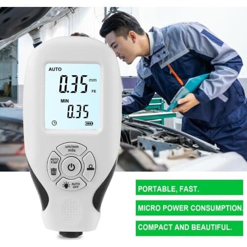 Digital Coating Thickness Gauge 0.01mm 1mil Thickness Meter with Backlight LCD Display Calibration Function for Car Automotive