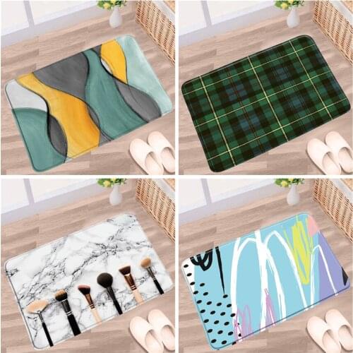 Home Floor Mats Modern Art Abstract Doormat Bathroom Toilet Foot Pad Carpet Geometric Simple Bedroom Door Kitchen Mat Washable