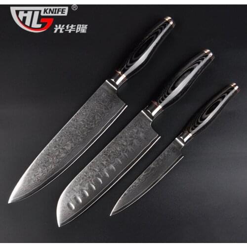 GHL Tools 3 PCs kitchen knife set Damascus VG10 Japanese knife set of knife