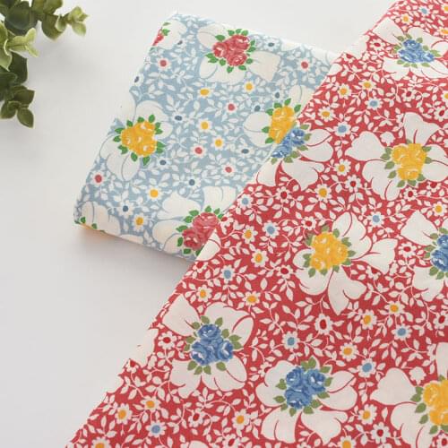 Flowers Print Cotton Fabric Sewing Quilting Cloth Patchwork Needlework Handmade DIY child Clothing skirt shirt Material
