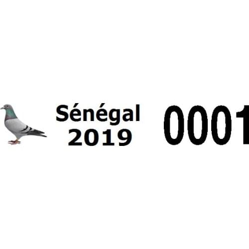 Customized pigeon rings 8mm inner ring size Sénégal 2019 logo of birds serial number 1 to 3000 3000pcs/Lot