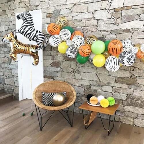 Jungle Birthday Party Latex Balloons Decor Tiger Lion Money Animal Theme Foil Balloon Balony Zoo Safari Jungle Party Favor