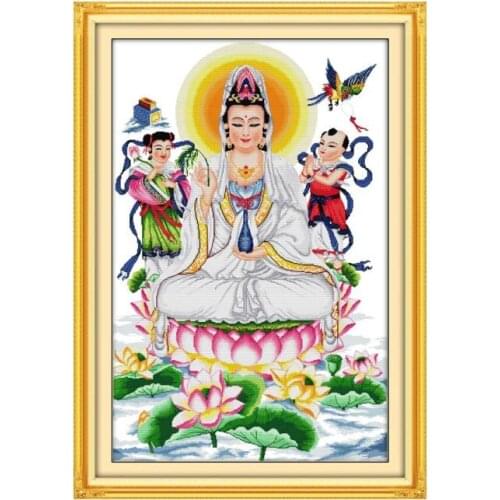 Kwan-yin giving blessings(3) cross stitch kit 14ct 11ct count print canvas stitching embroidery kits