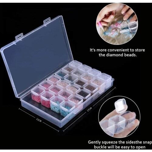 Diamond Painting Tools Set 28 Cells Plastic Storage Box and 40Pcs Inlay Tool Kits for Diamond Painting Embroidery Accessories