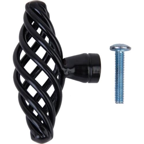 Set Of Twist Cage Cabinet Door Window Cupboard Knob With Mounting Screw Black