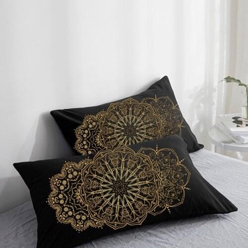 Custom Pillow Case Pillowcase 50x70 50x75 50x80 70x70 Decorative Pillow Cover golden round on Black Bedding Drop Shipping