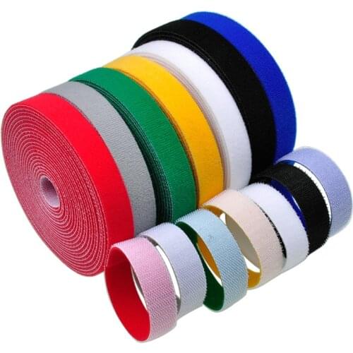 1 Roll 10mm*5m Self Adhesive Reusable Cable Tie Nylon Fastener Hook and Loop Strap Cord Ties PC TV Organizer