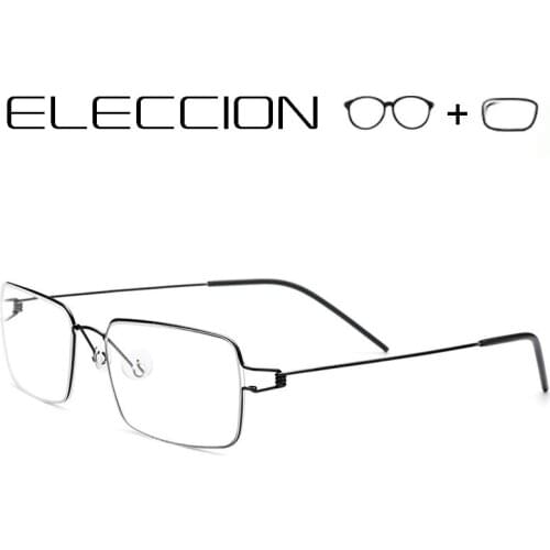 ELECCION Prescription Glasses Men Ultralight Titanium Frames Myopia Eyeglasses Male Square Optical Spectacles Screwless Eyewear