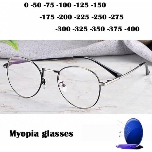 Retro Oval Myopia glasses Clear Anti Blue Light Computer Optical Metal Readers nearsighted Glasses Women Men Now -0 -175 -225